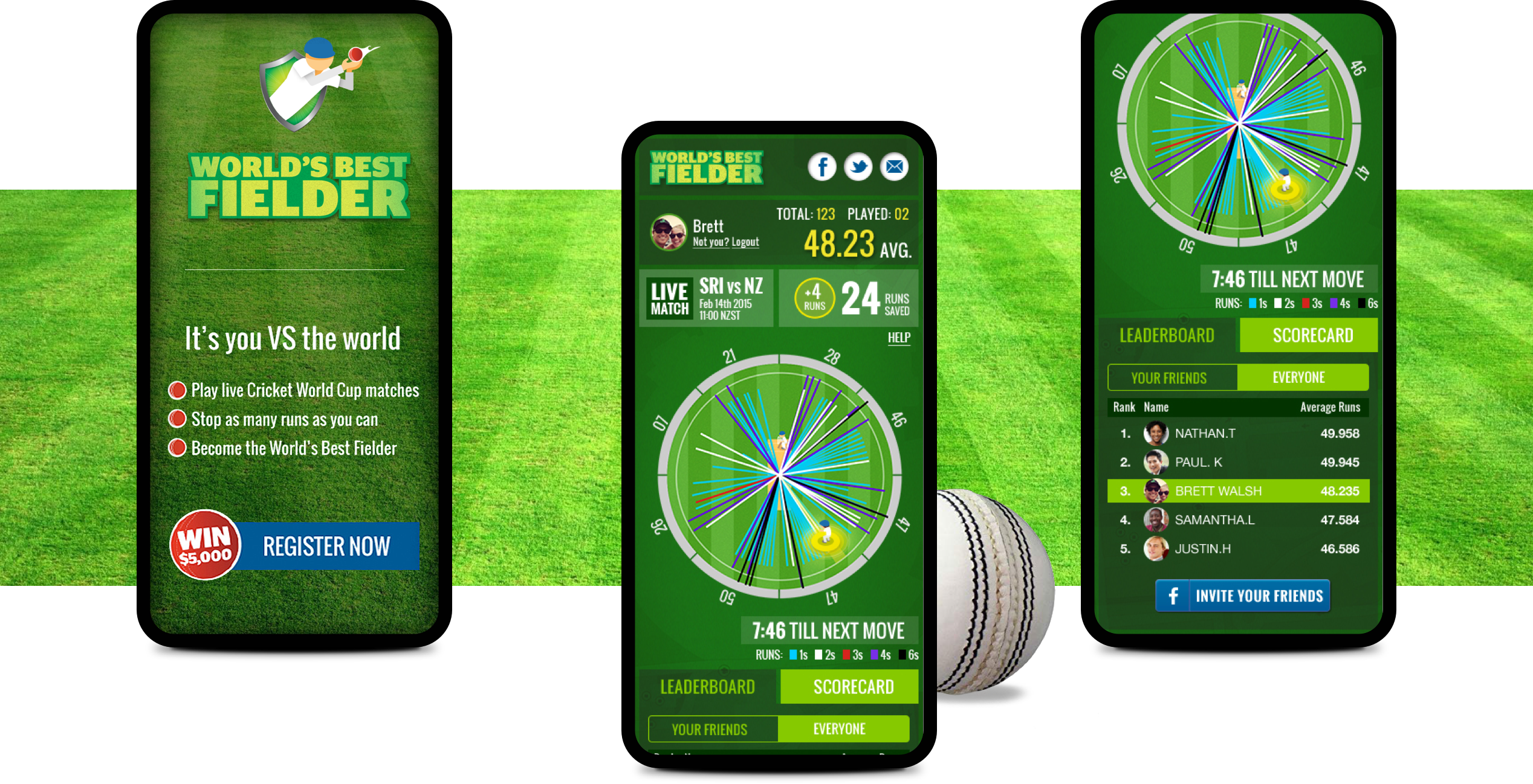 Fairfax World's Best Fielder mobile game screens