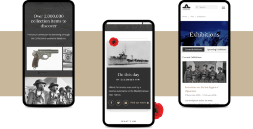 Australian War Memorial website mobile view