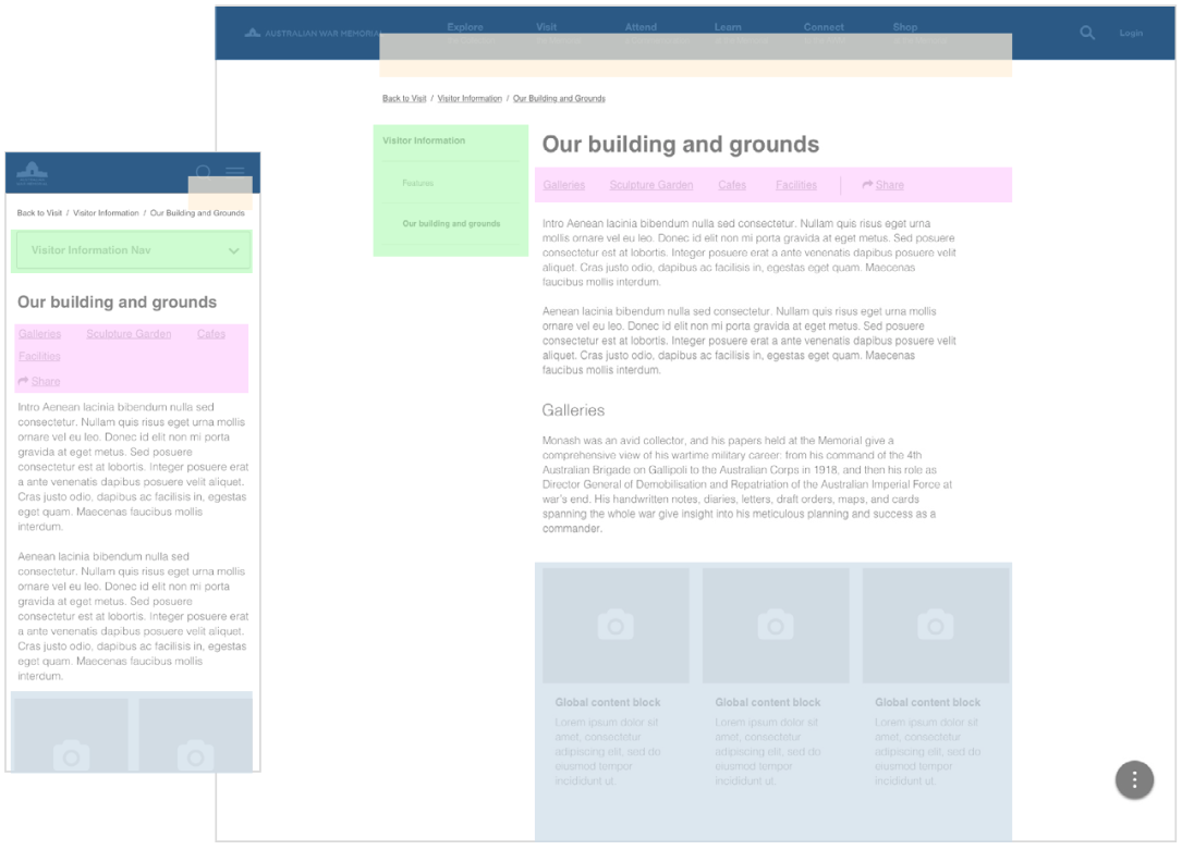 Australian War Memorial website wireframes example